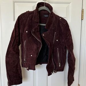 REAL LEATHER Suede Akira Burgundy Motor Jacket (L)